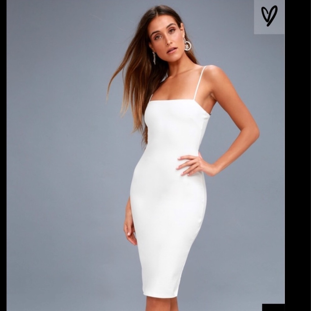 👗 [lulus] white lace up body on dress XS